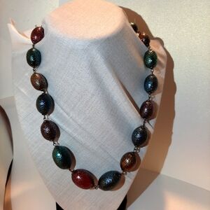 Vintage Dragon Egg multicolor necklace 22"